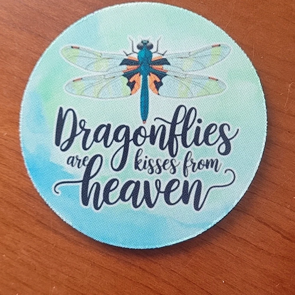 Set a 4 Handcrafted Dragonfly Inspirational Coasters - NWOT